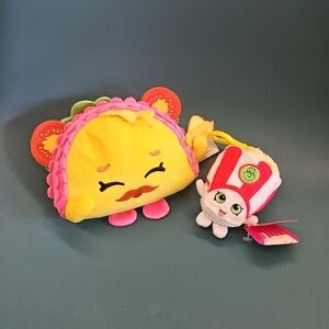 Shopkins Plush Taco & NWT Clip Plush Popcorn Moose Enterprise